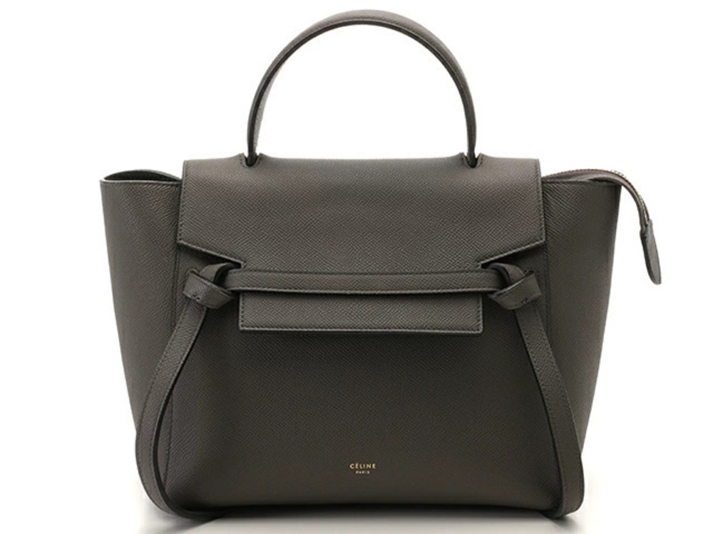 Celine Belt Leather Crossbody Bag Gray Calfskin